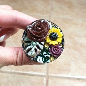 Handmade phone grip rose leaves albo monstera stick plant boho sunflower #38